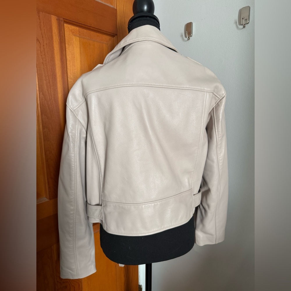 All Saints Blush Pink Balfern Leather Jacket - Picture 8 of 16